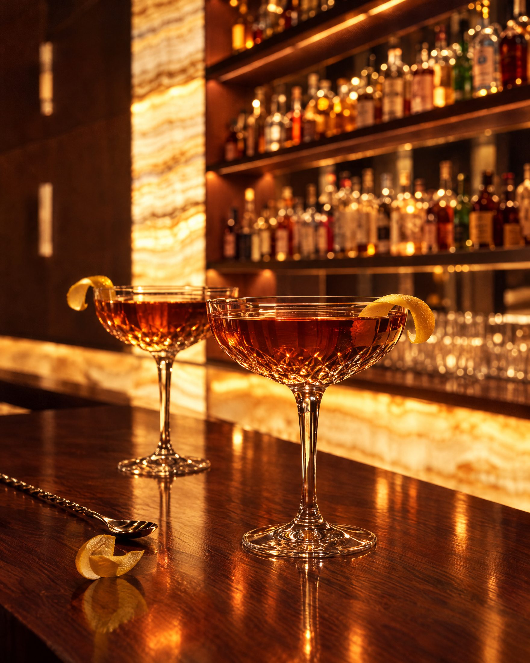 Cocktails au bar d'onyx