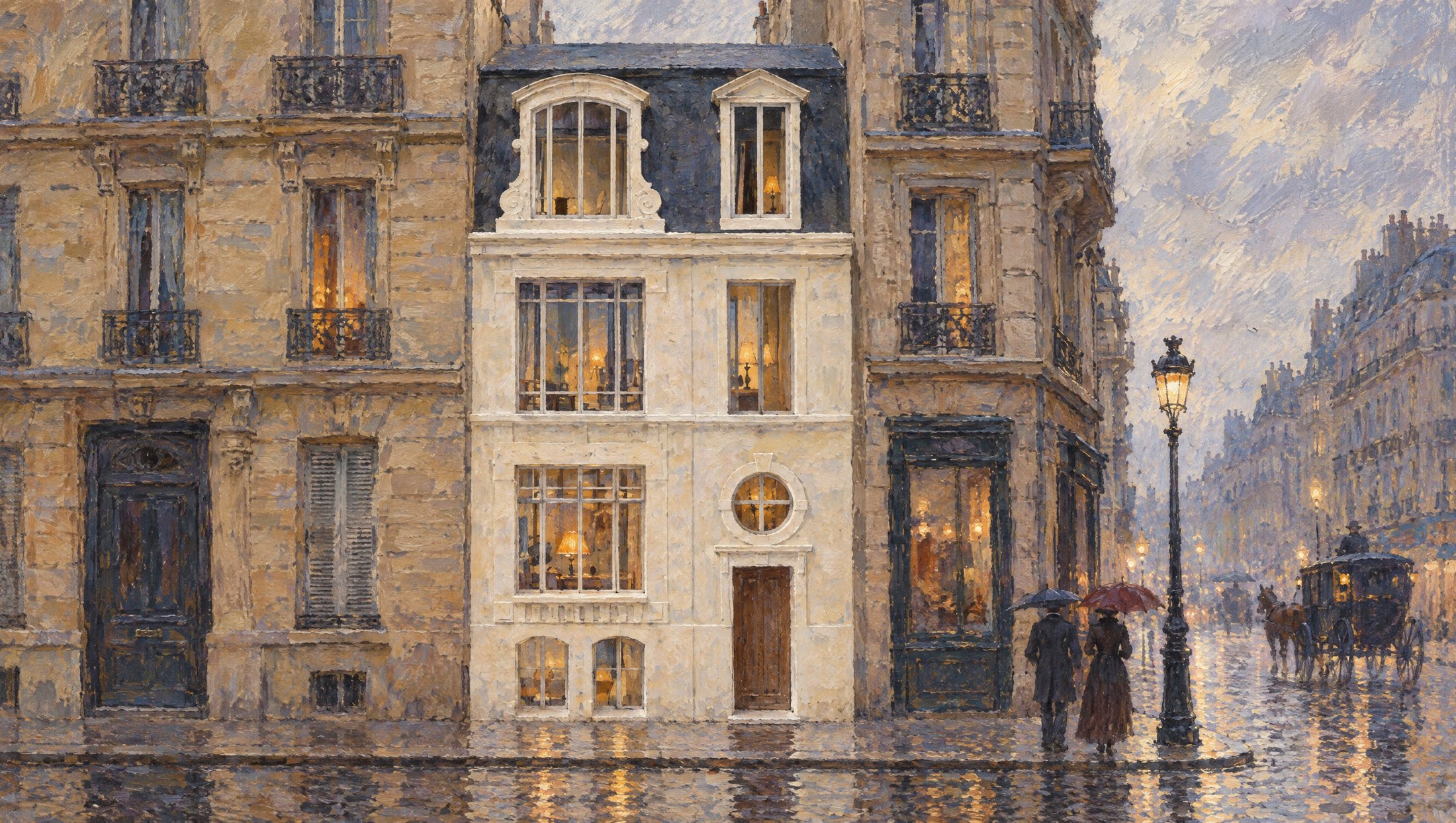 La façade de Maison Monceau, peinte à la manière impressionniste